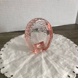 Vtg Oval Pink Glass Picture Frame
